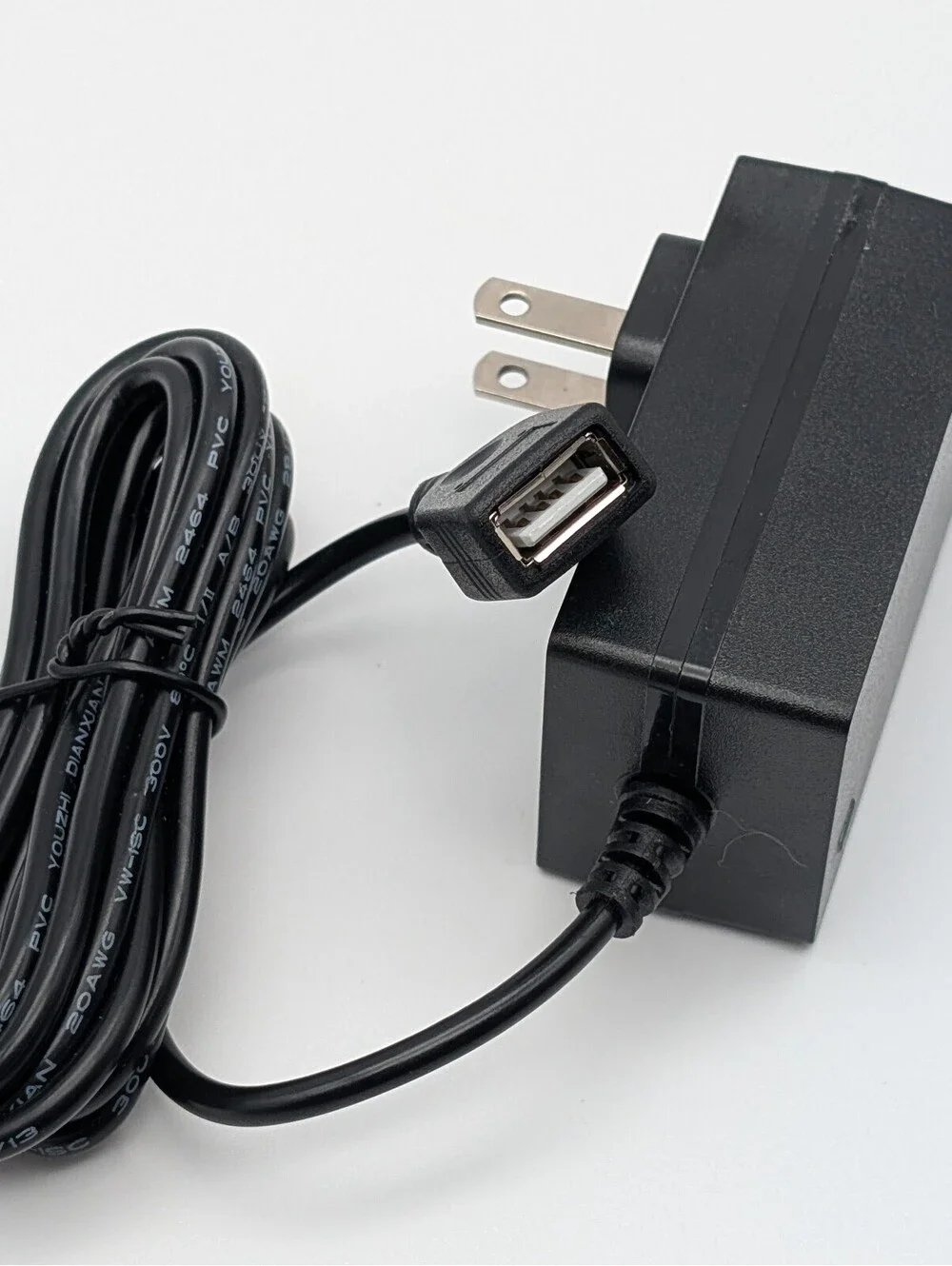 5V 3A AC/DC Power Adapter - Female USB Type-A Cable - Wall Plug Transformer